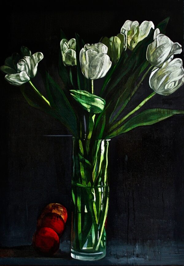Tulipes blanches et pommes rouges Patrick Delaunay